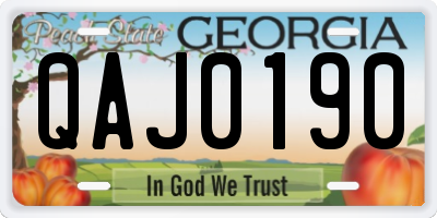 GA license plate QAJ0190
