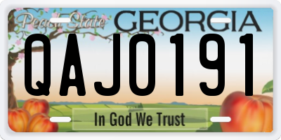GA license plate QAJ0191
