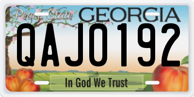 GA license plate QAJ0192