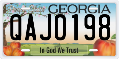 GA license plate QAJ0198