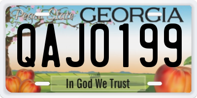 GA license plate QAJ0199