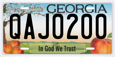 GA license plate QAJ0200