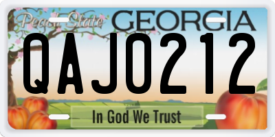 GA license plate QAJ0212