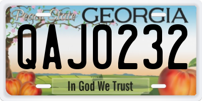 GA license plate QAJ0232