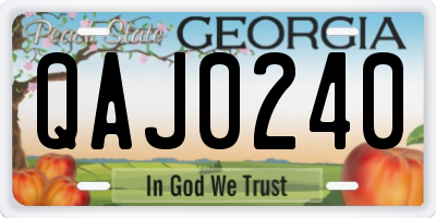 GA license plate QAJ0240