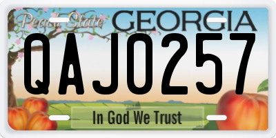 GA license plate QAJ0257