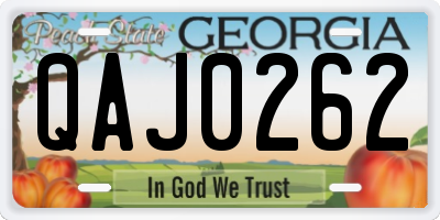 GA license plate QAJ0262