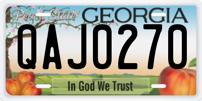 GA license plate QAJ0270