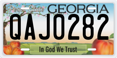 GA license plate QAJ0282