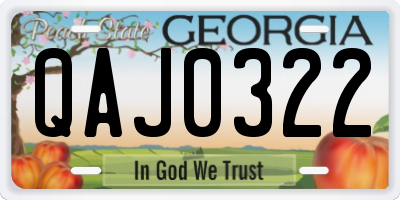 GA license plate QAJ0322