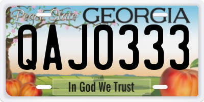 GA license plate QAJ0333