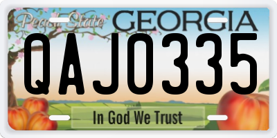 GA license plate QAJ0335