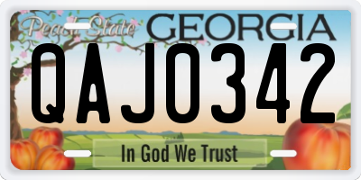 GA license plate QAJ0342