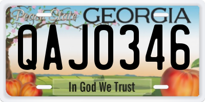 GA license plate QAJ0346