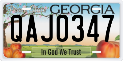 GA license plate QAJ0347