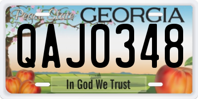 GA license plate QAJ0348