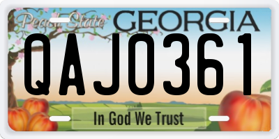 GA license plate QAJ0361