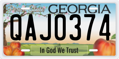 GA license plate QAJ0374