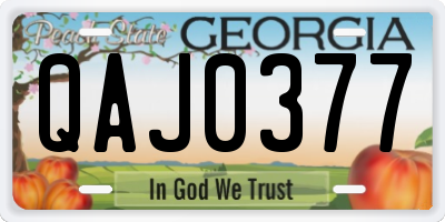 GA license plate QAJ0377