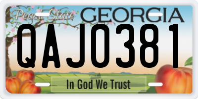 GA license plate QAJ0381