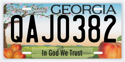 GA license plate QAJ0382