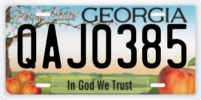 GA license plate QAJ0385