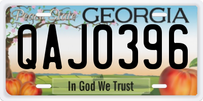 GA license plate QAJ0396
