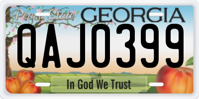 GA license plate QAJ0399