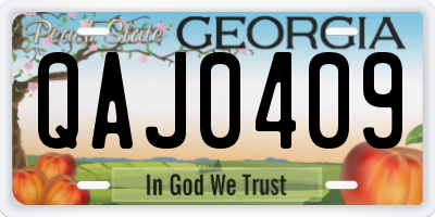 GA license plate QAJ0409