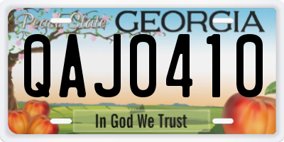 GA license plate QAJ0410