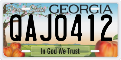 GA license plate QAJ0412