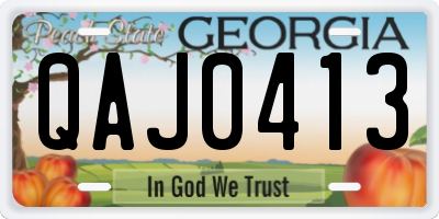GA license plate QAJ0413