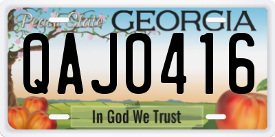 GA license plate QAJ0416