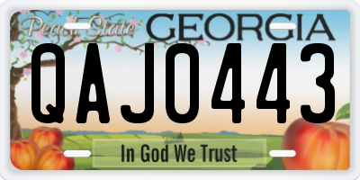 GA license plate QAJ0443