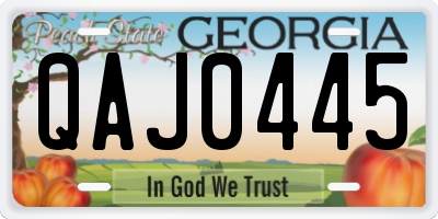 GA license plate QAJ0445