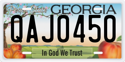 GA license plate QAJ0450