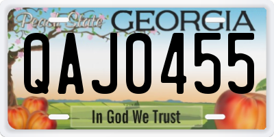 GA license plate QAJ0455