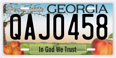 GA license plate QAJ0458
