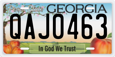 GA license plate QAJ0463