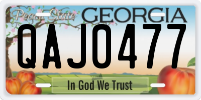 GA license plate QAJ0477