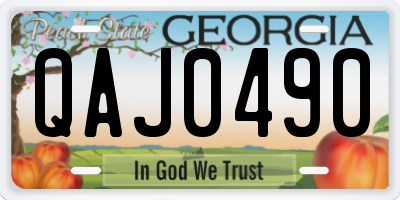 GA license plate QAJ0490
