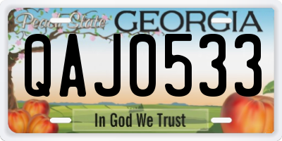 GA license plate QAJ0533