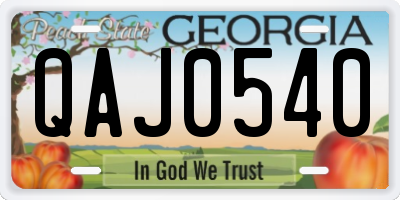 GA license plate QAJ0540