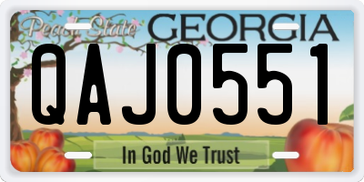 GA license plate QAJ0551