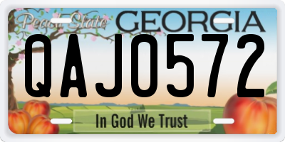 GA license plate QAJ0572