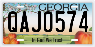 GA license plate QAJ0574