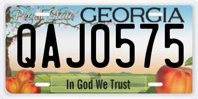 GA license plate QAJ0575
