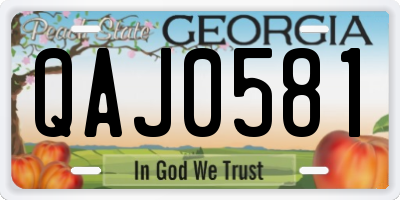 GA license plate QAJ0581