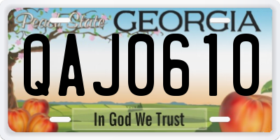 GA license plate QAJ0610