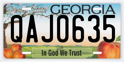 GA license plate QAJ0635